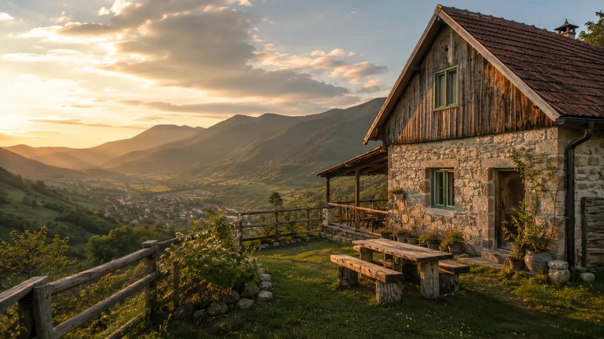 Kamena kuća za odmor s planinskom terasom